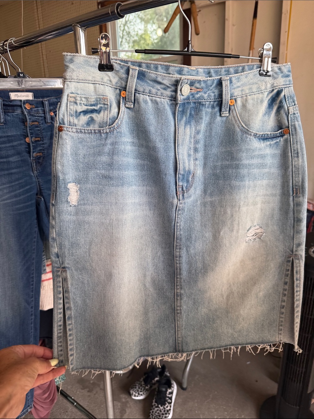 Habitual Light Blue Distressed Denim Skirt